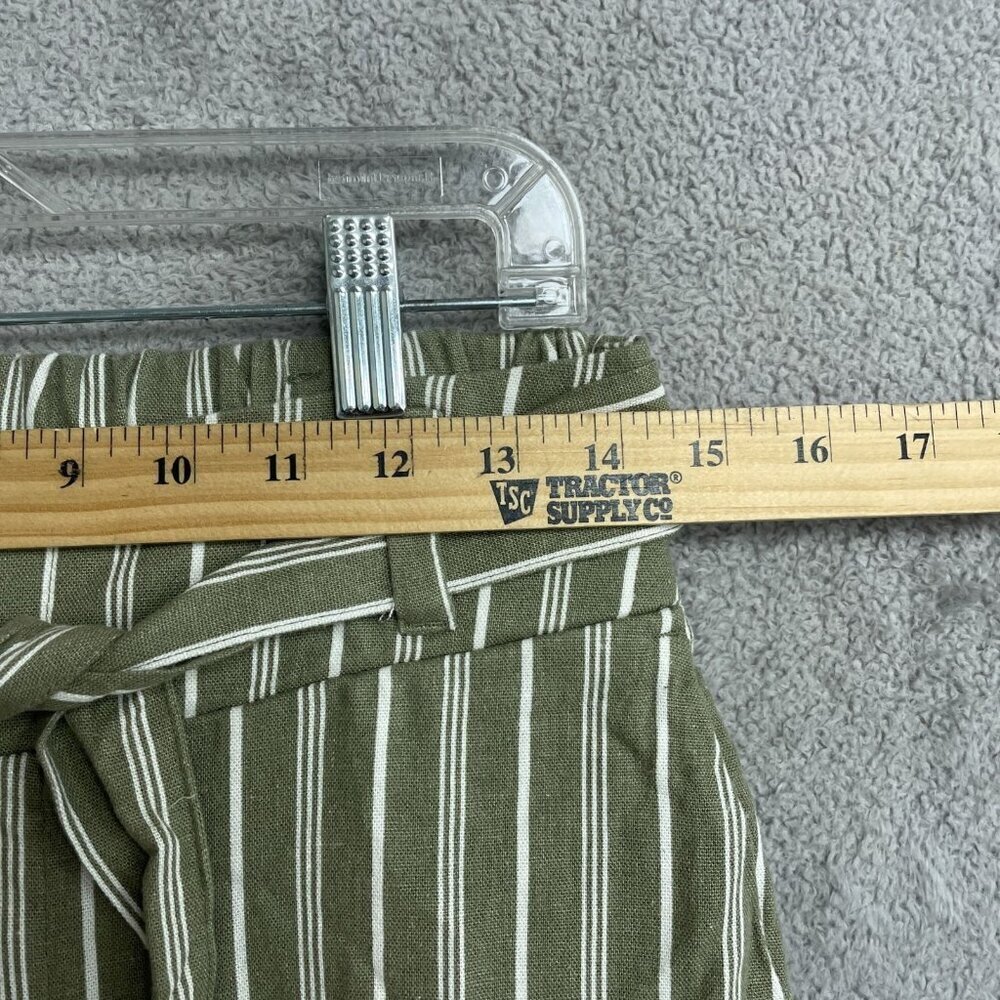 NEW Soundstyle Striped Women's S Green Linen Blend Wide-Leg Pants - Picture 7 of 8